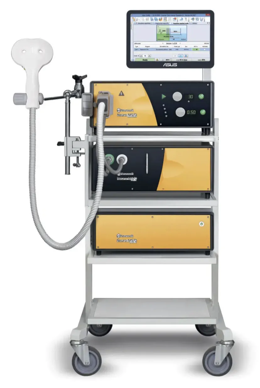 rTMS therapy machine at Alpha Mind Clinic, Vadodara